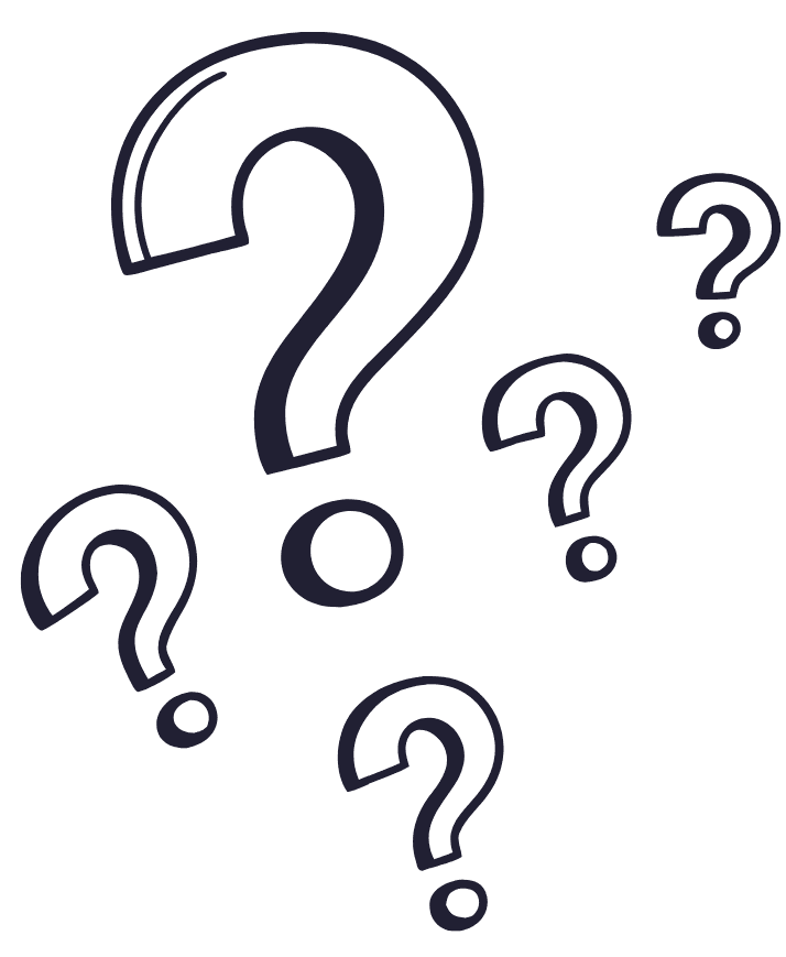 A cluster of black and white illustrated question marks next to an Orlando home loan FAQ section.